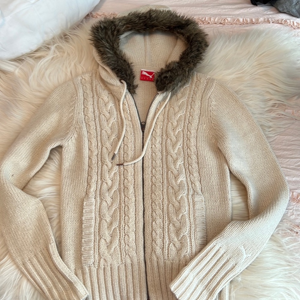 Puma- Cable Knit Hooded Sweater
